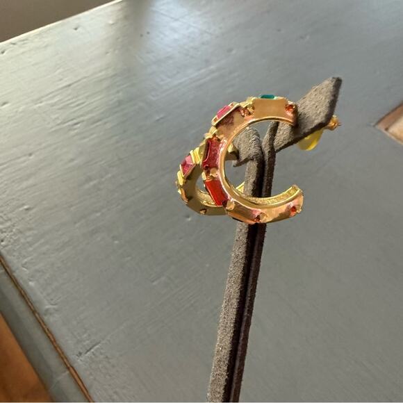 Swarovski Gold Tone Crystal Hoop Earrings - Picture 3 of 12